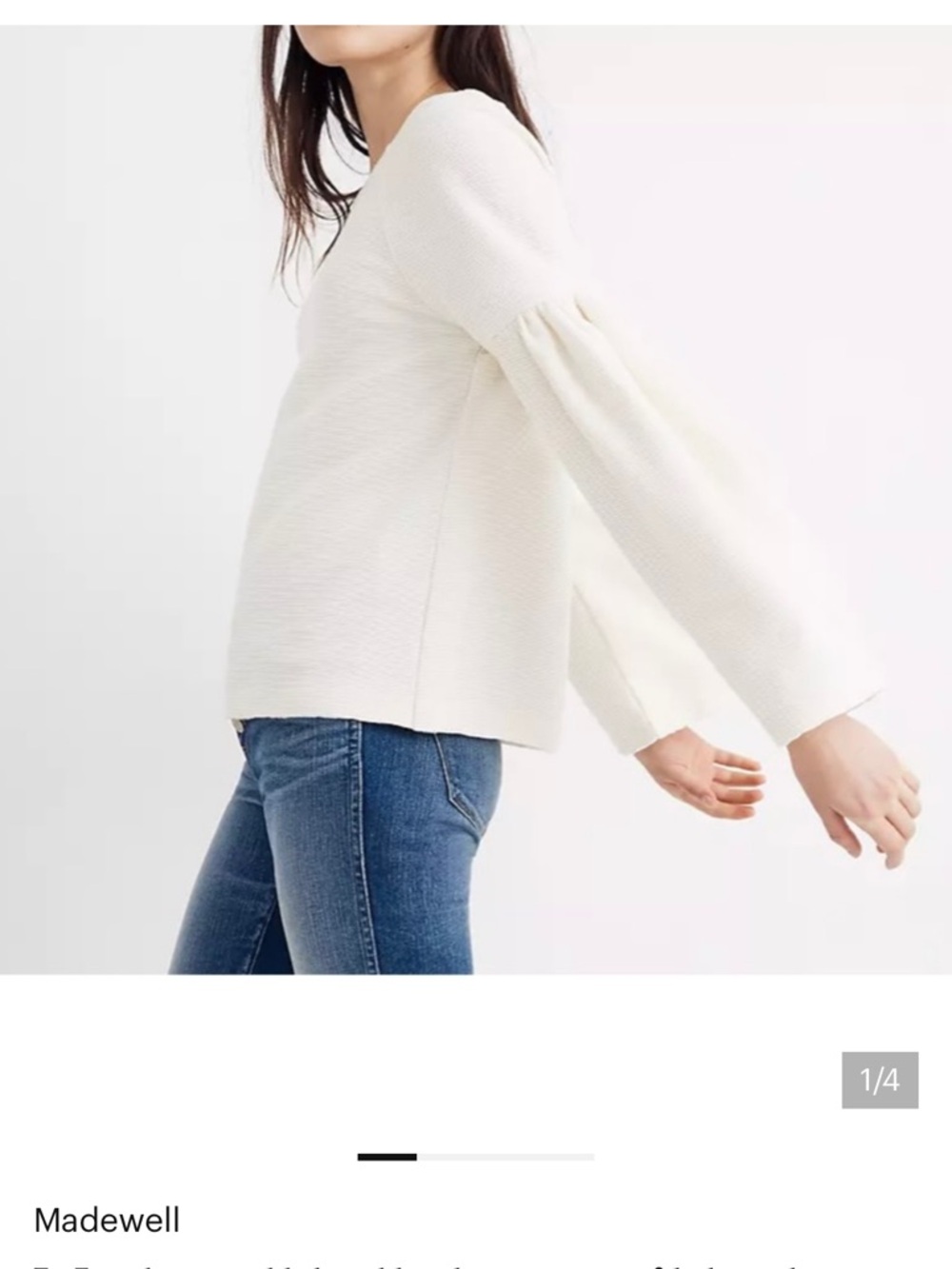 Madewell Cream Ribbed Knit Crewneck Top